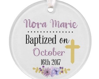 Baptism Ornament, Christmas Ornament, Personalized Baby Christmas Ornament, Baby Gift, 1st Christmas Ornament, Baby Shower Gift, RyElle