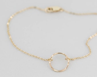 Dainty Open Circle Charm Bracelet, Delicate Karma Bracelet, Layering Bracelet • Karma Circle, 14k Gold Fill, Sterling, Rose Gold • LB132_11