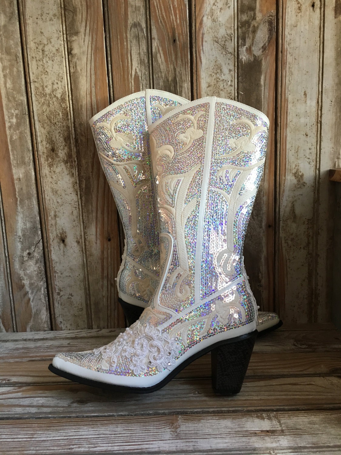 Bling Boot Bridal Boot Cowgirl Country Wedding Beaded Prom 3583