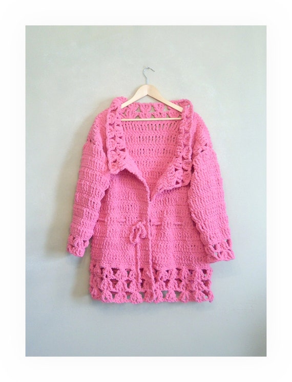 Women's Chenille Sweater Jacket Handmade by HerClosetCrochet