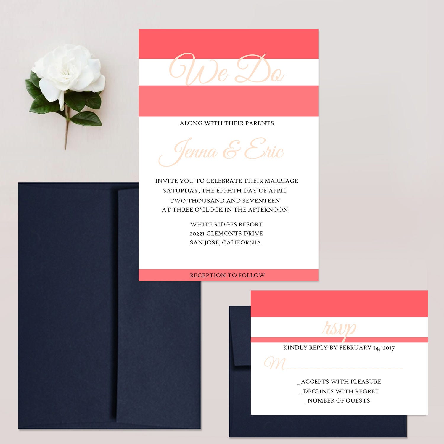 Coral Wedding Invitation Suite We Do Wedding Invites Modern
