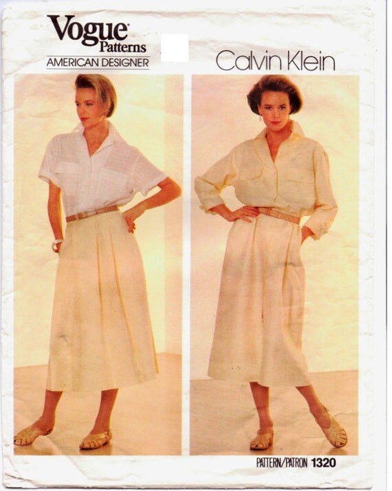 Sewing Pattern Vintage 1980 Vogue 1320s Calvin Klein Misses