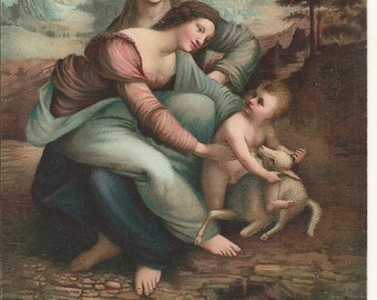 Early 1900 Divided Back DB Postcard- Art- La Vierge, l'Enfant Jesus et Sainte Anee, Painted by Artist- Leonardo da Vinci ~ Free Shipping