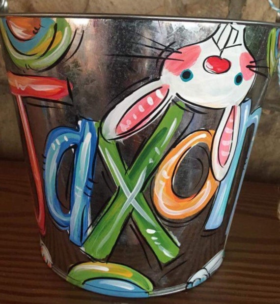 Personalized Easter Bucket Bunny Bucket Galvanized Bucket
