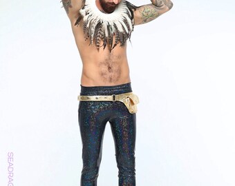 Mens Earth-Tone Feather Collar | Burning Man, Festival Costumes, Festival Jewelry, Feather Necklace, Accessories, Boylesque, Boho, Coachella