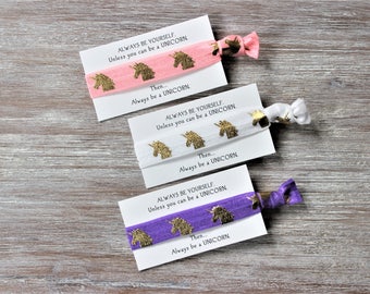 Unicorn Gold -Pink-White-Purple-Hair Tie-ALWAYS BE YOURSELF unless you can be a unicorn then always be a unicorn
