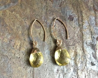 Sterling silver lemon quartz dangle earrings