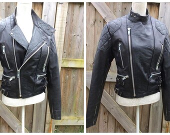 PERFECT 1980's "The Rawhide Clothing Co." Leather Biker Jacket - Cafe Racer - Rockabilly - Classic - Size M - Euro 40 - UK 12