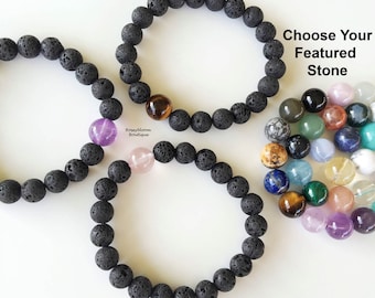 Beaded Bracelet-Lava Stone Bracelet-Lava Bead Bracelet-Lava Bracelet-Lava Rock Bracelet-Aromatherapy Bracelet-Essential Oil Diffuser