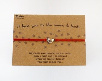 Moon Wish Bracelet // I love you to the moon & back • Romantic Gift for her • Moon Jewellery • Boho Bracelet • Lunar Bracelet