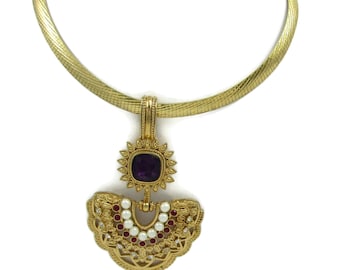 SHAILL JHAVERI for Avon Elizabeth Taylor Collection Pendant 925 Gold Over Sterling Necklace Italian Chain Designer Signed Costume Jewelry