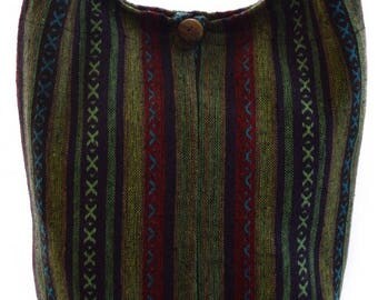 Woven cotton shoulder bag. Messenger,Hippie, Gypsy, Sling,Hippy, Hobo, Crossbody, Monk, Alms,Large