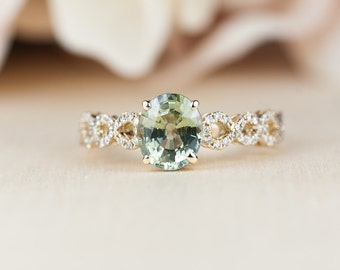 Chrysoberyl Ring, Unique Engagement Ring, Yellow Gold, Push Present For Mom, Fine Jewelry, Conflict Free, mother of the bride jewelry