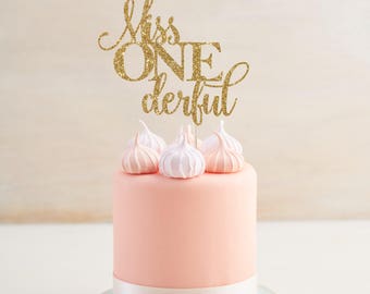 Miss One-derful Cake Topper - First Birthday Decor - Smash Cake Topper - Smash Cake Party Prop - Girl's First Birthday - I Am One Decor