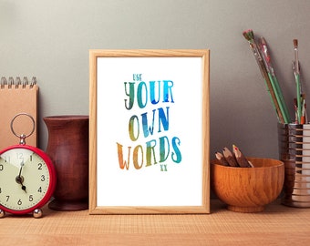Custom Quote Print, Using Your Own Words in this Style. Watercolour Typography, Watercolour Font, Printable Quote, Custom Printable Art