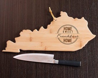 Kentucky State Shaped Cutting Board, Engraved Kentucky Shaped Cutting Board