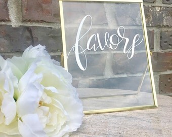 Favors sign / wedding favors sign / party favors sign / glass wedding sign / glass sign