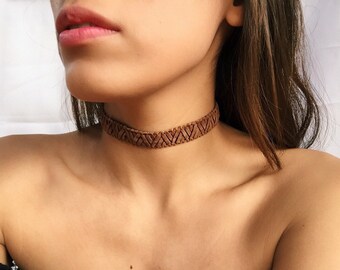 Brown Suede Choker/Suede chokers/bohemian choker/Coachella jewelry/Boho choker/Native American Jewelry/boho necklace/choker for women