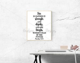 She is Clothed in Strength and Dignity Proverbs 31:25 SVG Christian svg file Faith SVG png file pdf file christian sign sign stencil design