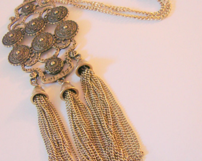 Vintage Renaissance Revival Statement Tassel Necklace Jewelry Jewellery
