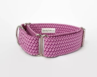 Pink Tones Tiny " Greyhoundstooth" Dog Collar - Martingale Collar or Buckle - Greyhounds / Whippets / Sighthounds EXCLUSIVE DESIGN