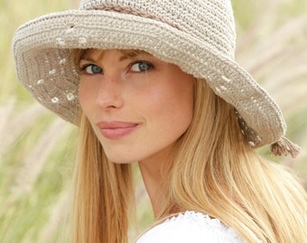 Summer hat Sun hat Beach hat Spring hat Cotton hat Bucket hat Wide Brim hat Hemp hat Crochet hat Summer party Straw hat Summer outdoors
