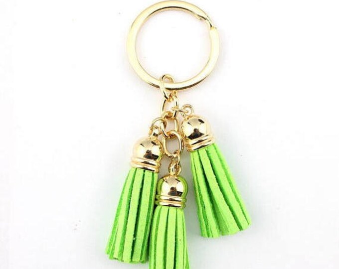Neon Tassel keychain, clip on tassel, clip on bag charm, tassel charm with lobster clasp, swivel tassel keychain 3 piece tassel fringe