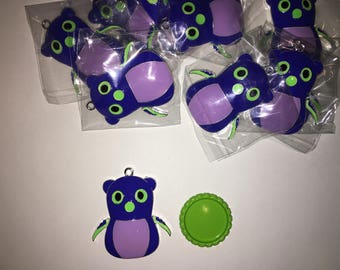 Hatchimals inspired Enamel pendant for chunky bead necklace - Purple/Lime Hatchimals