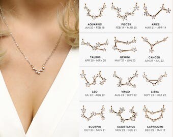 Birthday Necklace capricorn sagittarius libra star sign aries star sign scorpio star sign for her taurus star sign virgo - ZCPN
