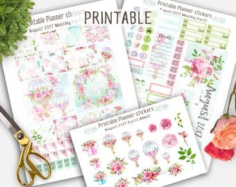 Printable Stickers, August Planner Stickers, Summer Printable Stickers, Life planner stickers, Floral Planner stickers, August Monthly Kit
