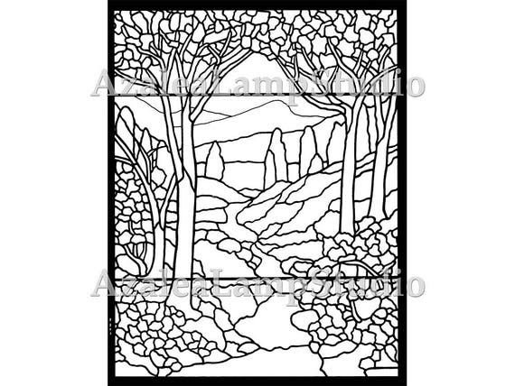 Art Nouveau Print, Stained Glass Patterns, Pattern Designs, Pattern Pdf, Tree SVG, Coloring Pages, Pattern Svg, Pattern Print, Tree Print