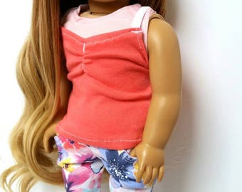 Handmade Floral denim and 2pc layered tanks. Fits 18 inch American Girl Dolls