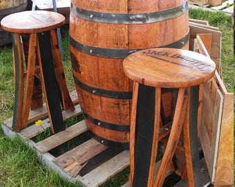 Handcrafted Jack Daniels Bar Stools with top of authentic barrel as seat