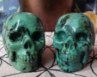 Beautiful African Turquoise Hand Carved Crystal Skull - Crystal Healing, Consciousness, Crystal Energy Transmitter, Ancient Knowledge