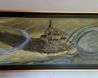 Mont Saint Michel, from the air framed oil painting