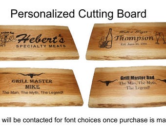 Engraved Cutting Board, Rustic Cutting Board, White Oak Cutting Board, Personalized Cutting Board, Father's Day Cutting Board