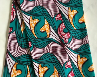 African Print Fabric/ Ankara - Teal, Pink, Orange 'In Case of Glory,' YARD or WHOLESALE