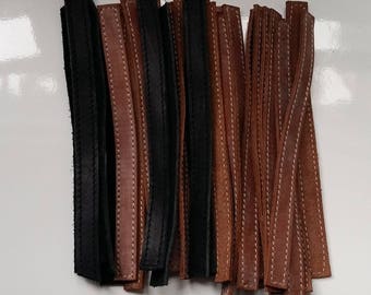 LANIERES CUIR FAUVE Ou Nour Surpiquees 15 Cm