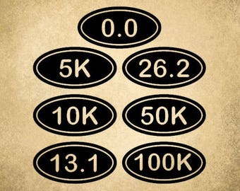 Marathon Runners Vinyl Car Window Decals, Ovals and Numbers, Half Marathon, Full Marathon, 100K, 50K, 5K, 0.0K "I don't Run but Support