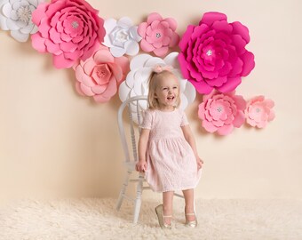 Paper Flower Backdrop, Home Decor, Nursery Decor, Bridal Showern, 3D Flowers, Photography Prop, Photography Backdrop, Wedding Backdrop