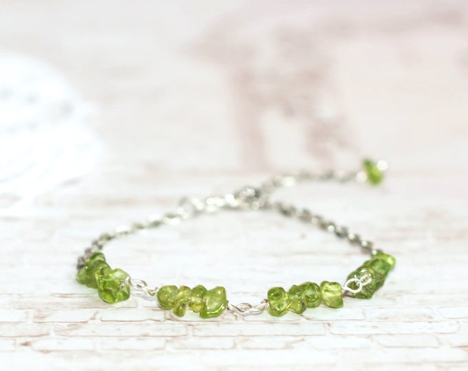 Genuine peridot jewelry for women / Green chain bracelet for girls / Peridot bracelet / Green bracelet
