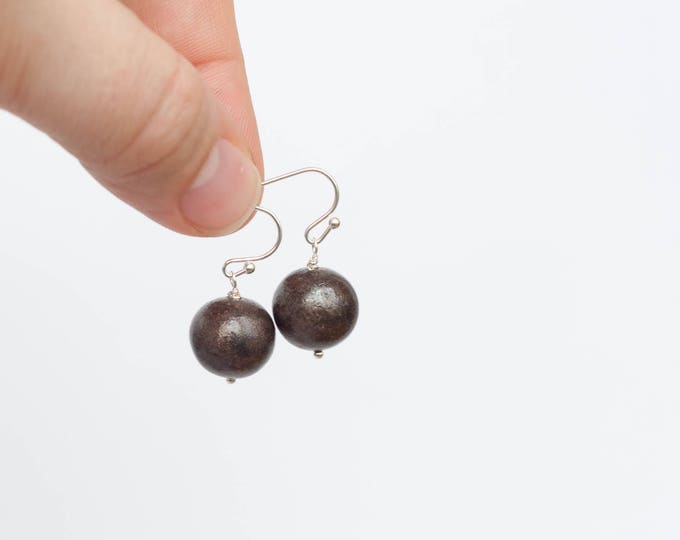 Chocolate brown earrings, Beauty gift, Chocolate earrings, Dark brown earrings, Brown bead earrings, Coffee earrings, 8-18 mm