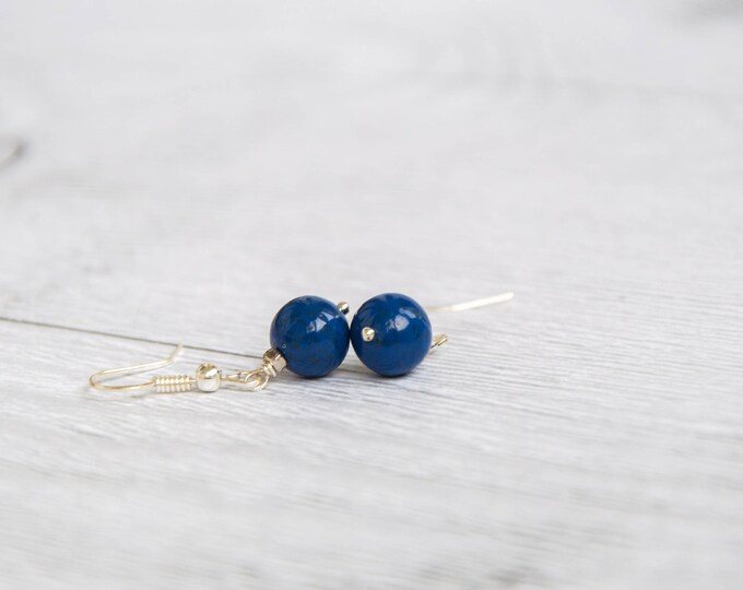 Blue bead earrings, Earrings for little girl, Royal blue earrings, Cobalt blue earrings, Royal blue drop earrings, 8-18mm