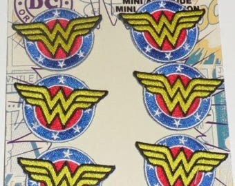 6 DC Comics WONDER WOMAN Shield Embroidered iron on Patch 2" New set of 6