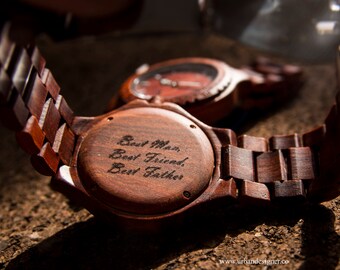UD Mens Wooden Watch Wood Watch Personalized Watch Birthday Gifts for Boyfriend Anniversary Gifts for Him Groom Gifts Idea Groomsmen Gifts