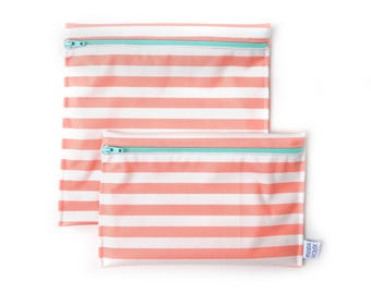 Sacs à sandwich et collation réutilisables - Pêche - Reusable bags - 1 snack bag 1 sandwich bag - Peach