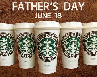 Father's Day Starbucks Personalized Coffee Travel Mug by StarTangledArts Great Father's Day Gift!