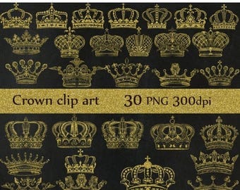 40%SALE Gold Crown clipart: "CROWN CLIP Art" Royal Crown Clipart Gold Silhouette Clipart gold crowns Gold clip art Digital Crown Scrapbook