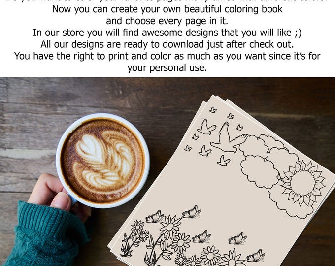 Nature Coloring Page, Kid Coloring Activity, Sun Coloring Page, Birds Coloring Page, Kids Coloring Nature, Coloring Book Pages