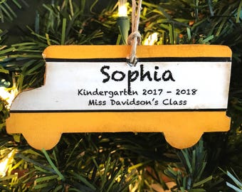 Personalized School Ornament, Yellow School Bus Ornament, School Bus Driver Gifts, Personalized Bus Ornament, Personalized Teacher Ornament
